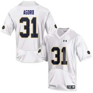 Notre Dame Fighting Irish Men's Temitope Agoro #31 White Under Armour Authentic Stitched College NCAA Football Jersey ZHJ0299JK